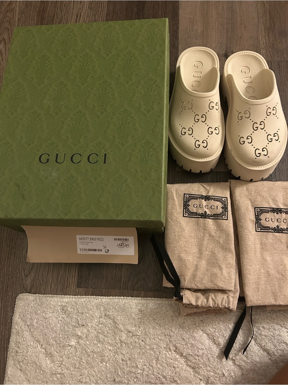 Gucci Cream Double-G Platform Clog - Picture 1 of 6